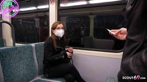 German inspector creampies petite girl on train