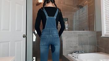 Wednesday Addams Wetting Blue Jean Overalls &amp_ Panties Sage Eldritch