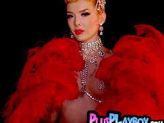 Stunning Asian babe exposed hot body before black teen exposed big booty