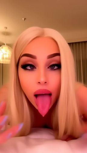ahegao, a beautiful woman, large breasts, video created by AI