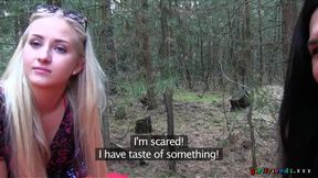 Girlfriends XXX - Petite Keira &amp; Michelle Find a Secluded Spot for a Wild 3some &amp; Pussy Licking in the Forest
