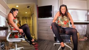 Megan Jones Boss' Laptop Beneath her Ass - Up Close and Side Views 4K