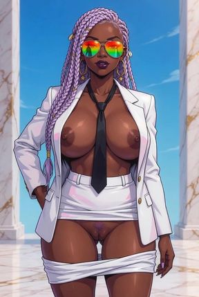Big Breast Executive Ebony Babe with a Tight Black Ass Bald Pussy