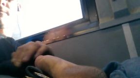 Str8 Big-Cock Hunk Strokes on the Bus