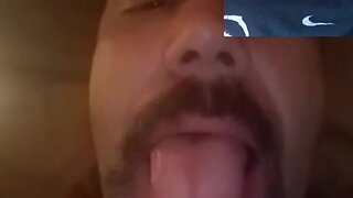 Bear straight stroke off and seed in videocall sex