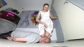 Danielle Kneels On His Head