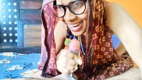 The sister-in-law of the Desi village takes semen in her mouth with a big desi cock.