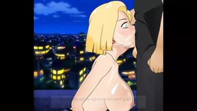 Android 18 Throat Fucked Balls Deep by a Big Thick Cock with Her Face Soaked in Cum Right in Front of Her Husband