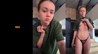 TikTok blonde babe ruined on cam with her big fake tits and round ass
