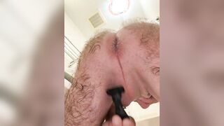 Final wanks on a tidy bald backdoor