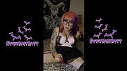 thick goth girl sucks dildo and then uses vibrator on her pussy