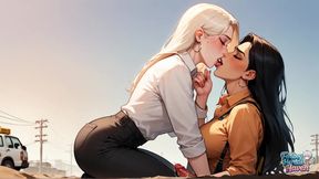 A Transvestite Wearing Taut Ebony Pants and a Green T-shirt Leans Backward in the Greatest Femboy XXX Porn!