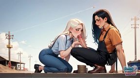 A Transvestite Wearing Taut Ebony Pants and a Green T-shirt Leans Backward in the Greatest Femboy XXX Porn!