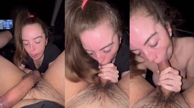 The petite slut loves sucking his big cock