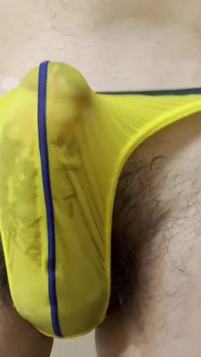 Masturbation with yellow blue line panties   Clip 1