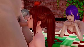 redhead gives blowjob in a group orgy - 3d porn