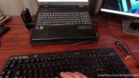 Devouring my colleague's big white cock until he cums in my mouth and I spit it onto my small boobs