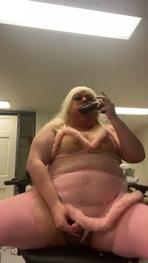 Blonde doll pleasing herself