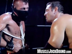 MuscleJockBound.com - Bryce Pierce tugs sensual man's nipples and smacks him