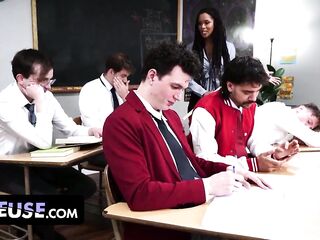No thing Beats the Summer School Heat Like Their Large Rods Inside the Teacher's Throat