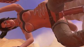 Lara Croft takes a giant cock in the ass: Tomb Raider parody