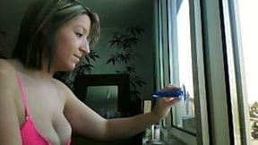 Bubble butt GF with big tits masturbates for me on webcam