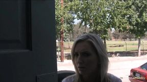 Slim blonde girl takes a cock in her pussy and mouth