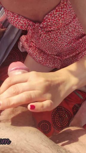 My wife makes me cum in front of strangers on a nude beach   Clip 1