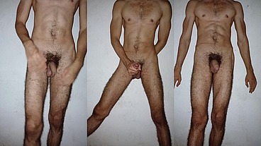 Showing off my muscular body while stroking