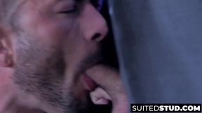 Businessman pounds partners tight wet hole