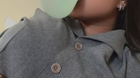 naughty secretary after work Blowing bubbles