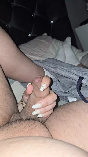 Suspicious step mom hand slip into step son big dick and handjob