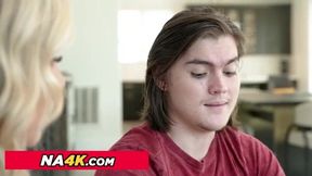 Blonde Beauty and Her Boyfriend's Son Share an Intimate Encounter Alone