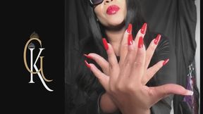 Red Nails Tease & Torment- Watch me Control your Cock with My Razor-Sharp Manicure