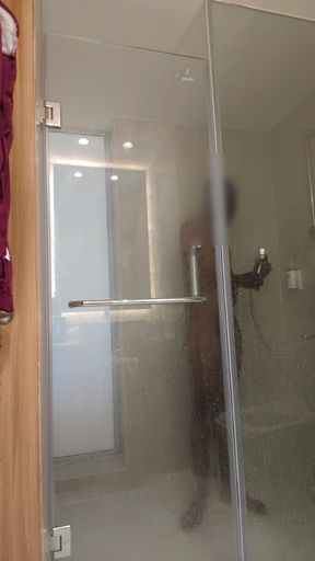 Single male bathing clip in five-star hotel. Male Shower