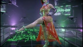 Cyber Catwalk - Nova in See-through Red Lingerie & Futuristic Tease