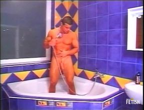 Muscular gay gets tight ass deep pounded by his partner in the bathroom