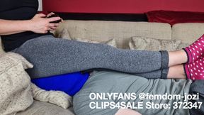 Face Sitting and Ballbusting in Leggings and Cute Socks, German Amateur Couple