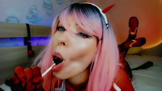 SLOBBERY AHEGAO WITH LOLLIPOP FROM WHORE ZERO TWO