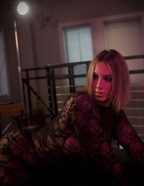 Big Booty Blonde in Fishnet Bodysuit - Hot Solo Twerk TS Andy Jaide