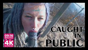 caught while wild public sex on a ruine - pov, tattoo couple, split tounge blow job - punk, goth