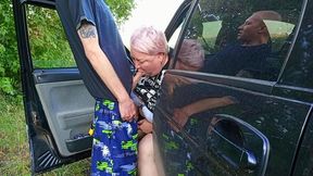 omg!!! mature fat amateur stepmom sucks stepson s cock in a public parking lot