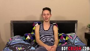 Skinny young dude Seth Cane plays with his big cock solo