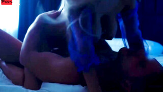 Busty Blonde Bombshell Peaks in Sizzling Blue Lingerie, Devoured by Hung Stallion