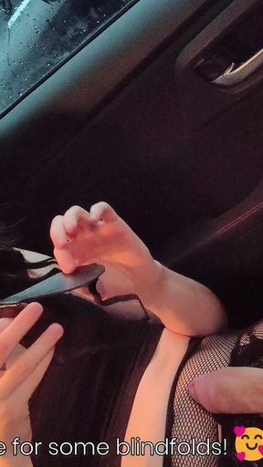 Super Risky Blindfolded From Car and Cumshot
