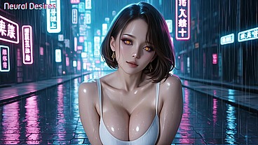 Neon Goddess Fucked in Rain-Soaked Streets ~ AI-Generated