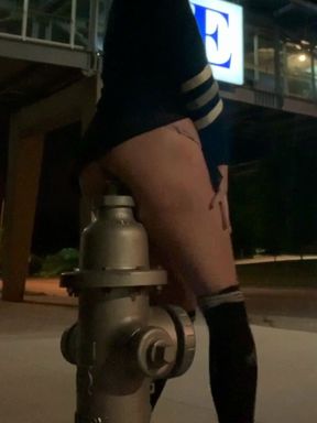 Riding HUGE Dildo on a FIRE HYDRANT Next to Busy 4 Lane road