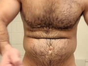 SOAKING WET MUSCLE BEAR FLEXING AFTER SHOWER!