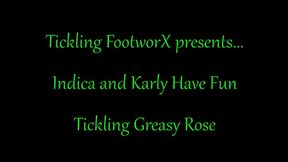 Indica and Karly Have Fun Tickling Greasy Rose