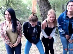 Nasty lesbian girls in an outdoor group sex scene